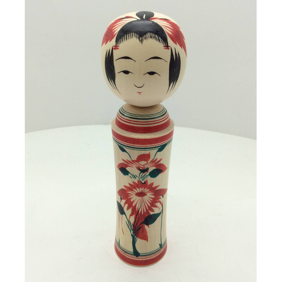 Iwashita Kokeshi Doll Handcrafted 7.25" tall